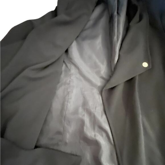 Ann Klein black long sleeve drape collar open x long trench blazer size large - Picture 7 of 12